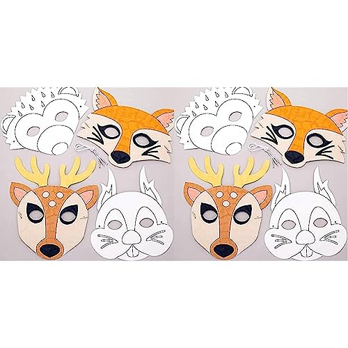 Baker Ross AW909 Waldtiere zum Ausmalen in Masken (8 Stück) – Kunst und Basteln für Kinder (Packung mit 2) von Baker Ross