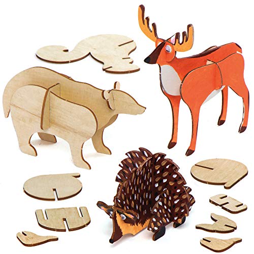 Baker Ross AX196 Waldtiere-Holzbastel-Sets, für Kinder, Kunst- und Handwerksprojekte und Holzmalerei, 5 Stück von Baker Ross