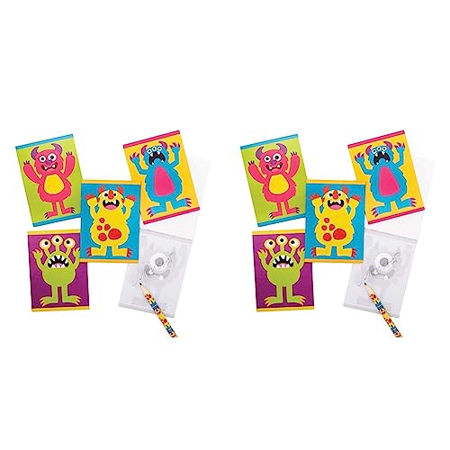Baker Ross AX272 Monsterbanden-Notizblöcke, Zeichenblöcke für Kinder, ideal als Partygastgeschenke, 12er-Pack (Packung mit 2) von Baker Ross