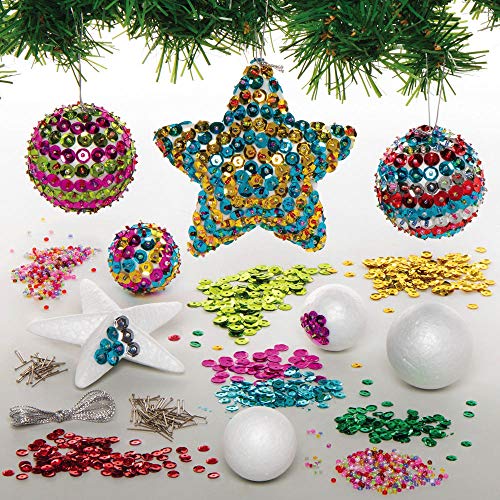 Baker Ross AX383 Pailleten-Weihnachtskugel-Set, 10 Stück, machen Sie Ihren eigenen Weihnachtsbaumschmuck, festlicher Kunst- und Bastelbedarf für Kinder zum Basteln und Dekorieren von Baker Ross