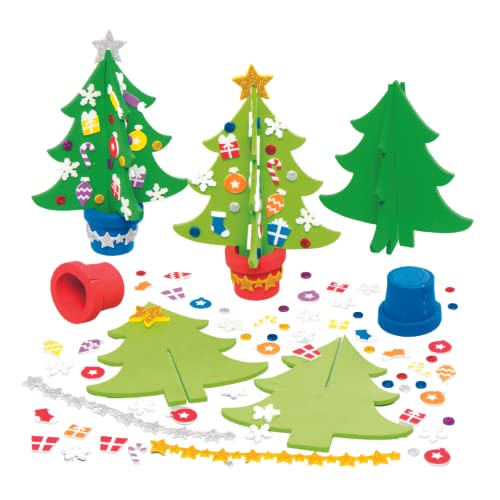 Baker Ross AX427 Weihnachtsbaum-Bastelsets, 4 Stück, festliches Basteln für Kinder, Aktivitätspakete und Weihnachtsdekorationen von Baker Ross