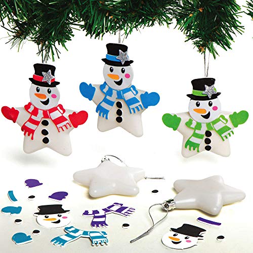 Baker Ross AX514 Schneemann Stern-Kugeln, 6 Stück, DIY-Christbaumkugeln, Schneemann-Dekoration, Kinder Kunst und Handwerk, Sortiert von Baker Ross