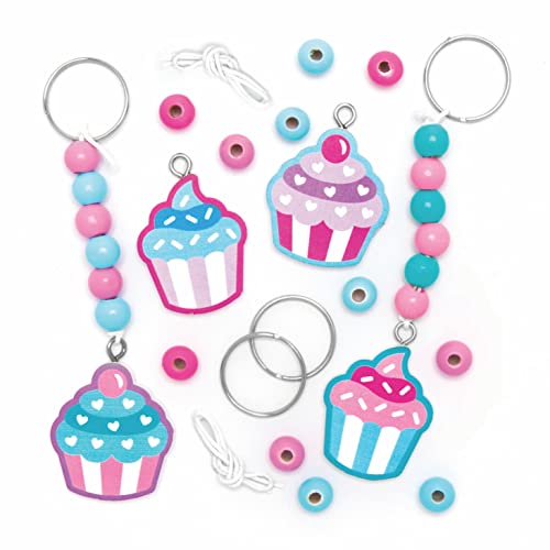 Baker Ross AX726 Cupcake-Schlüsselanhänger-Kits, 4 Stück, Taschenanhänger, kreative Aktivitäten für Kinder, Kunst und Handwerk, Schlüsselanhänger-Projekte von Baker Ross