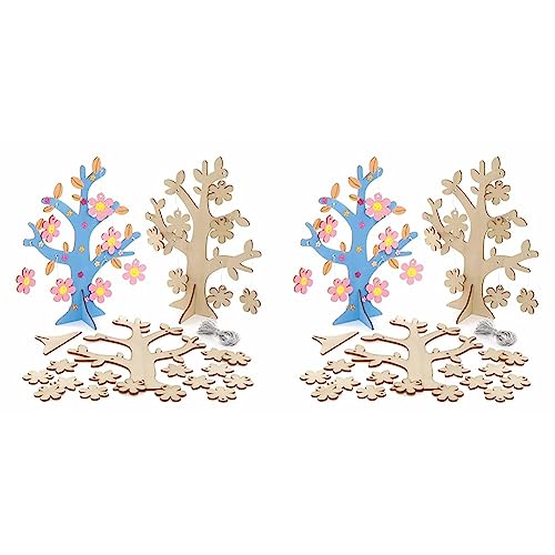 Baker Ross AX868 Blumen Baum Bastelset - 4er Pack, Holz Basteln für Kinder zum Malen, Dekorieren und Verschenken zum Valentinstag oder Muttertag von Baker Ross