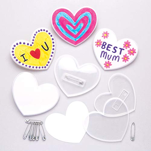 Baker Ross Abzeichen-Bastelsets „Herz“ (10 Stück) – für Kinder zum Basteln und Verzieren zum Valentinstag und Muttertag von Baker Ross