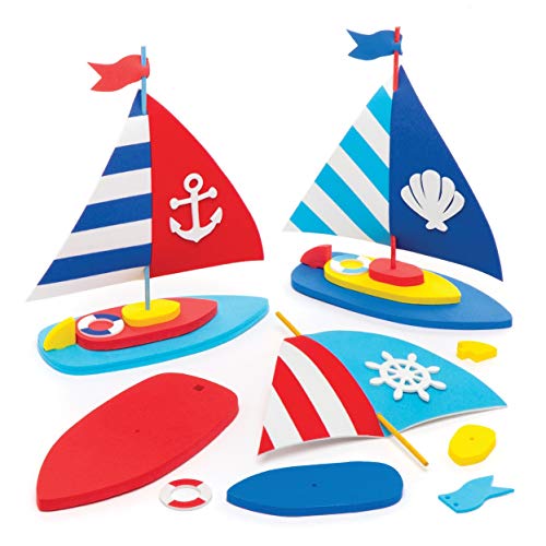 Baker Ross Bastelsets „Segelboot“ (3 Stück) – Modellboot-Bastelsets für Kinder zum Basteln von Spielzeugbooten, Mittel von Baker Ross