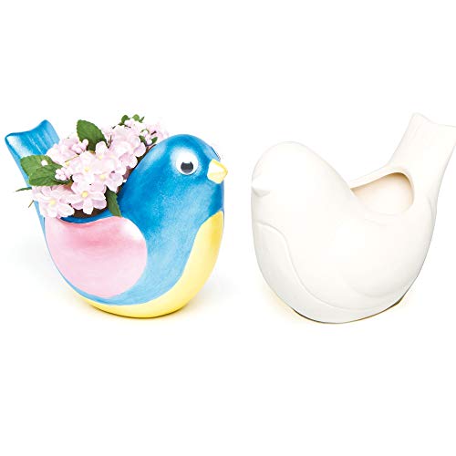 Baker Ross Bird Keramik-Blumentöpfe (Schachtel mit 4) Für Kinder zum Dekorieren, Kunsthandwerk von Baker Ross