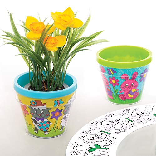 Baker Ross Blumentöpfe mit Ostermotiven zum Anmalen – 3er-Packung, Bastelsets für Kinder (AT501) von Baker Ross