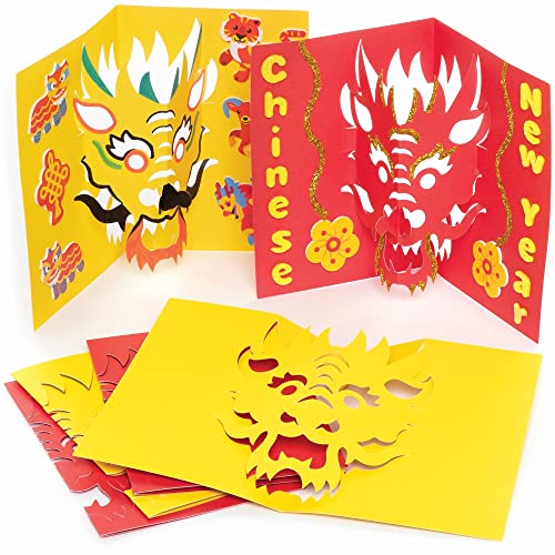 Baker Ross Chinesischer Drache Pop Out Karten - 10er Pack, Chinesisches Neujahr Basteln für Kinder (FC127), sortiert von Baker Ross