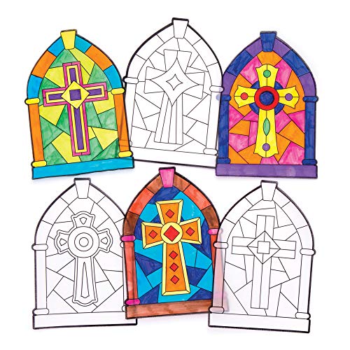 Baker Ross Deko-Anhänger „Kreuz“ mit Buntglas-Effekt (12 Stück) – Bastelidee zu Ostern für Kinder zum Verzieren und als Dekoidee von Baker Ross