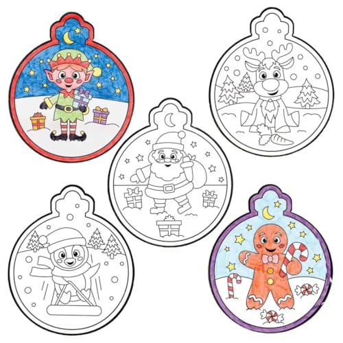 Baker Ross FC178 Weihnachts Fensterdekoration zum Ausmalen- 12er Pack, Festliches Bastelset für Kinder, Weihnachtsdekoration zum Selbermachen von Baker Ross