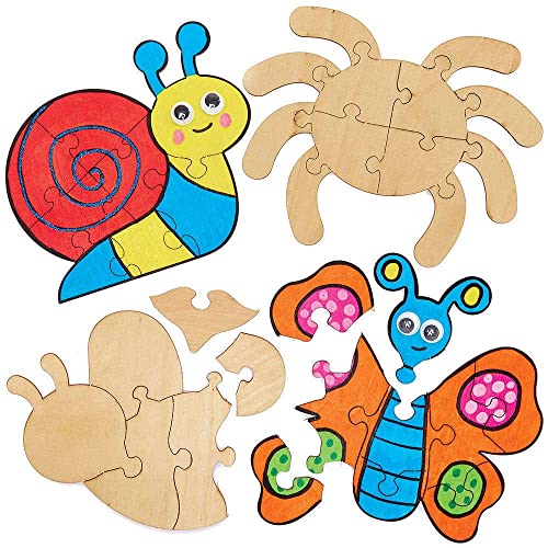 Baker Ross FC710 Käfer Puzzle aus Holz - 5er Pack, Holzpuzzle für Kinder zum Bemalen und Dekorieren von Baker Ross