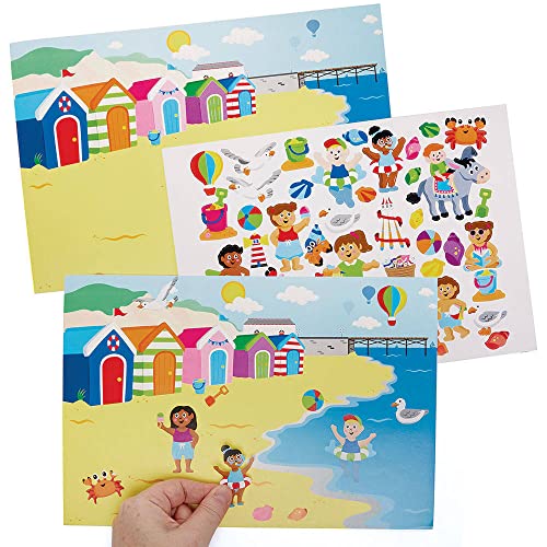 Baker Ross FC789 Am Strand Szene Sticker Seite Set - 5er Pack, Aufkleber Set für Kinder zum Basteln, Gestalten und Dekorieren Baker Ross FC789 Am Strand Szene Sticker Seite Set - 5er Pack, Aufkleber Set für Kinder zum Basteln, Gestalten und Dekorieren von Baker Ross