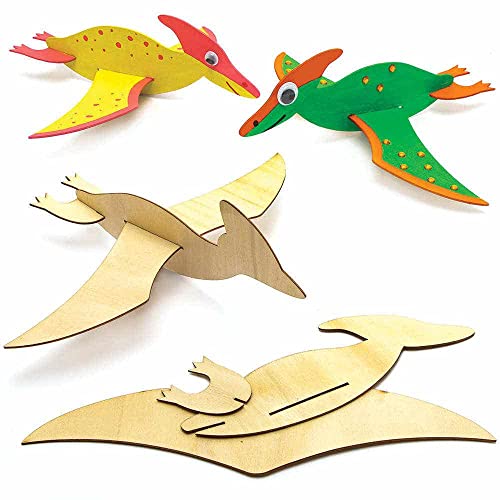 Baker Ross FC827 Dinosaurier Holz Bastelset - 8er Pack, Kleine Bausätze für Kinder zum Basteln, Mittel von Baker Ross