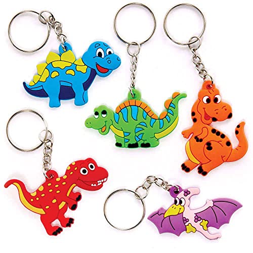 Baker Ross FC958 Dinosaurier Schlüsselanhänger - 10er Pack, Schlüsselanhänger für Kinder, ideal für Partytüten, Nikolaus, Kindergeburtstag Mitgebsel und kleine Geschenke von Baker Ross