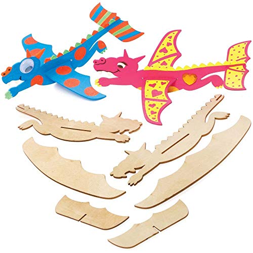 Baker Ross FE239 Drachen-Holzgleiter, chinesisches Neujahrs-Bastelset, Basteln für Kinder, Packung mit 8 Stück von Baker Ross