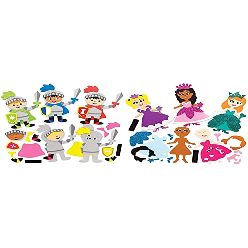 Baker Ross FE289 Ritter Schaumstoff Magnete zum Basteln - 8 Stück & AX123 Prinzessin-Magnet-Kits, mischen und kombinieren, ideal für Kinder-Kunst und Handwerk (8 Stück) von Baker Ross