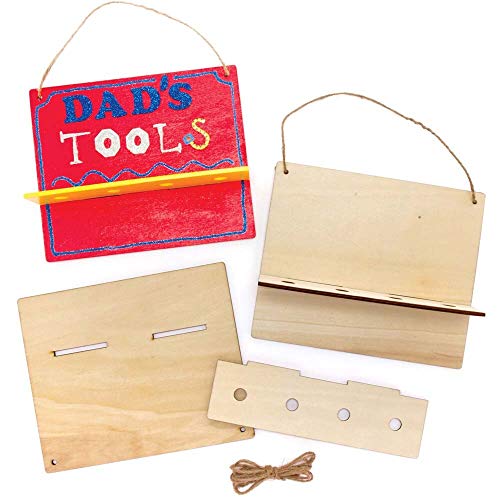 Baker Ross FE552 Werkzeug Holzregal Bastelset - 3er Pack, Holzset für Kinder zum Bemalen, Dekorieren und Personalisieren von Baker Ross