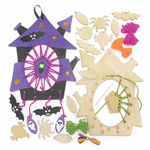 Baker Ross FE741 Halloween Traumfänger Holzbastelset - Packung mit 4 Stück, Traumfänger aus Holz für Kinder zum Selberbasteln und Gestalten an Halloween von Baker Ross