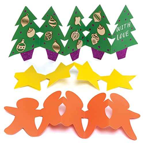 Baker Ross FE869 Weihnachts Ziehharmonika Grußkarten - 10er Pack, Kartenrohlinge für die Kartenherstellung, Gestalte deine eigenen Weihnachtskarten, Ideal für Kinder-Kunst- und Bastelprojekte von Baker Ross