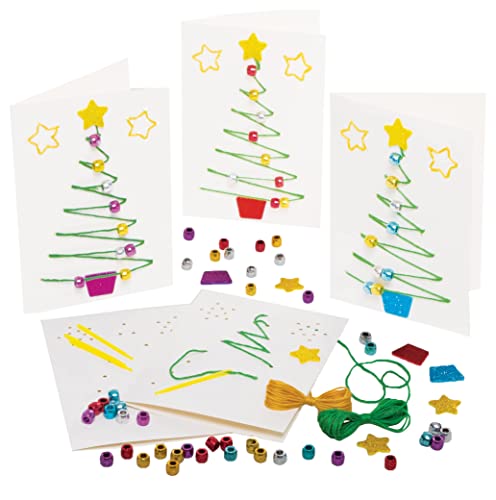 Baker Ross FE953 Weihnachtsbaum Kreuzstich Weihnachtskarten Bastelsets - 6er Pack, Weihnachtskarten Basteln für Kinder, Einführung Nähen und Kreuzstich für Kinder, pädagogisches Basteln für Kinder von Baker Ross