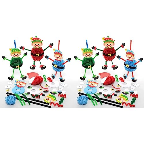 Baker Ross FE965 Weihnachtselfen Pom Pom Bastelset für Kinder - 6er Pack, Basteln für Kinder am Kindergeburtstag, Kindergarten oder Schule an Weihnachten von Baker Ross