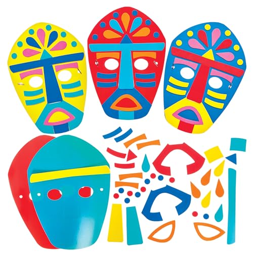 Baker Ross FN013 Tribal-Masken-Sets – 8er-Pack, Kunst- und Bastelsets, Lernmaterialien von Baker Ross