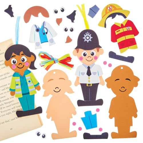 Baker Ross FN058 Held des Alltags Lesezeichen-Sets – 6er-Pack, Welttag-Sets, Lesezeichenherstellung für Kinder von Baker Ross