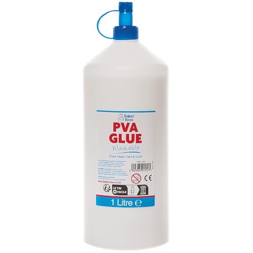 Baker Ross FN078 Waschbarer PVA-Kleber - 1 Liter, PVA für Schulen, Lehrmittel, Mehrzweckkleber für Holz, Papier, Karton von Baker Ross