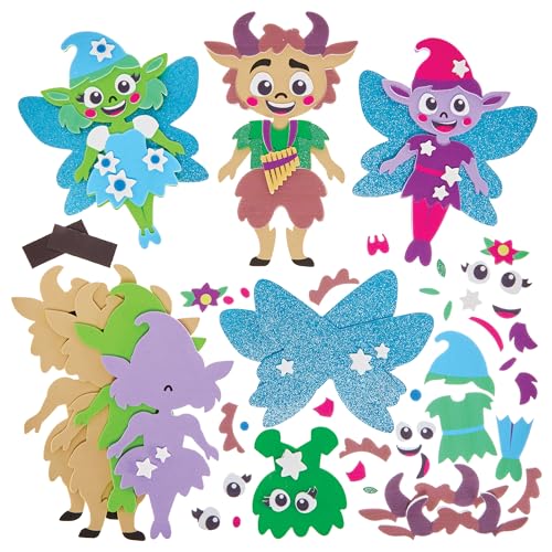 Baker Ross FN084 Faun und Pixie Mischen und anpassen-Magnet-Sets – 8er-Pack, mythische Dekorations-Bastelsets für Kinder von Baker Ross