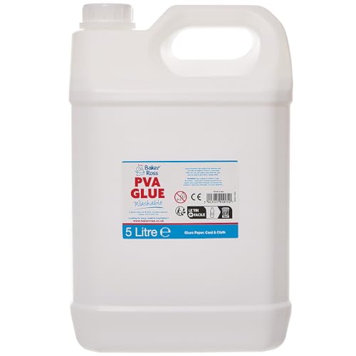 Baker Ross FN133 Waschbarer PVA-Kleber - 5-Liter-Packung, PVA für Schulen, Lehrmittel, Mehrzweckkleber für Holz, Papier, Karton von Baker Ross