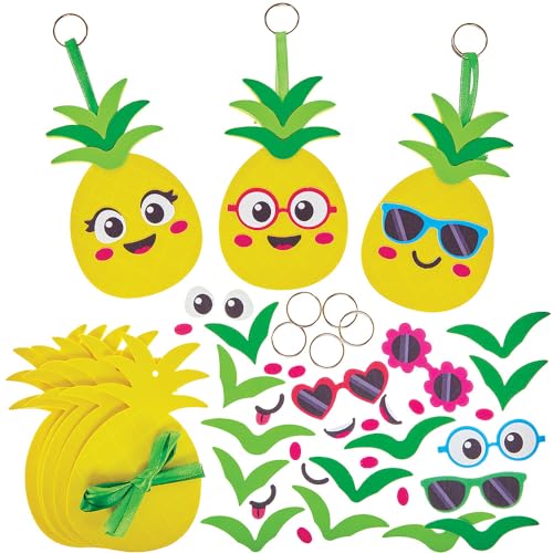 Baker Ross FN168 Ananas Mix & Match Schlüsselanhänger-Sets – 8er-Pack, Schlüsselanhänger-Bastelsets für Kinder von Baker Ross