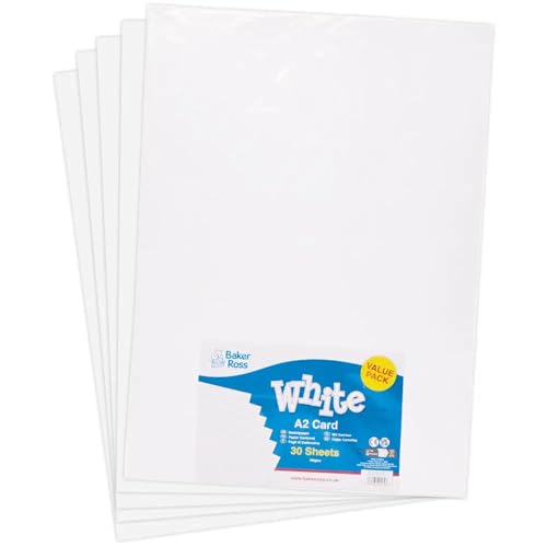 Baker Ross FN223 A2 Weißes Kartenpaket - 30er Pack, Blanko-Papierbogen, Blanko-Blätter für Kunst und Basteln von Baker Ross