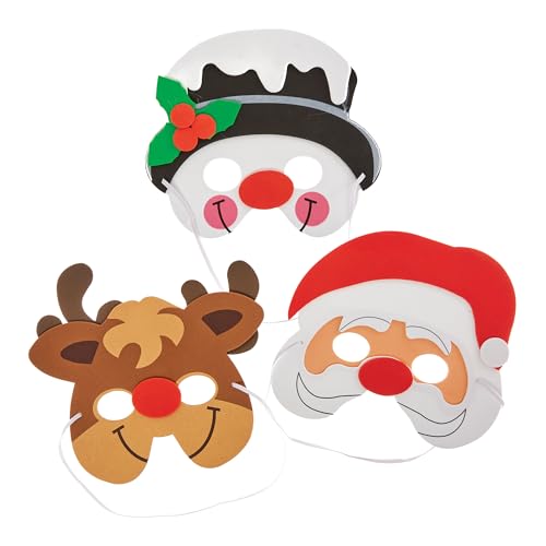 Baker Ross FN356 Weihnachtsmasken aus Schaumstoff - 6er-Pack, Weihnachtskostüm für Kinder von Baker Ross