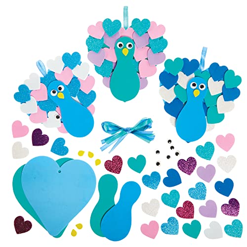 Baker Ross FX456 Liebesherz Pfau Dekorationsset - 5er-Pack, Schaumstoff-Basteldekoration zum Valentinstag von Baker Ross