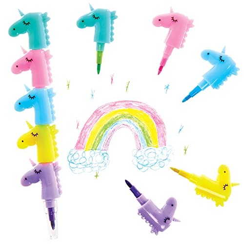 Baker Ross FX801 5-in-1-Einhorn-Buntstift - 6er-Packung, Partytütenfüller für Kinder, Schultüte Füllung von Baker Ross