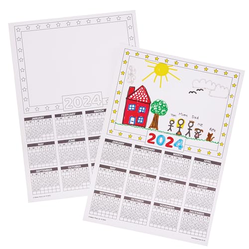 Baker Ross FX871 Kalenderblätter 2024 - Packung mit 12, DIY-Kalender-Bastelzubehör für Kinder von Baker Ross