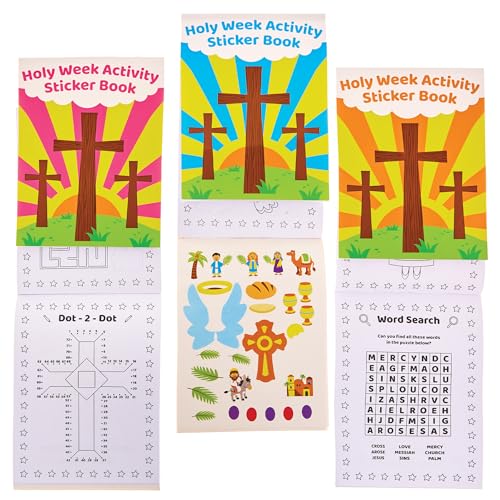 Baker Ross FX977 Aktivitätsbücher zur Heiligen Woche - Packung mit 8, Christliche Aufkleberbücher für Kinder von Baker Ross