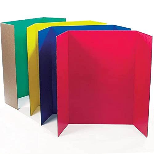 Baker Ross Farbige Dreifach Gefaltete Präsentationstafeln - 4er Pack, sortierte Farben, für die Präsentation von Projekten und Präsentationen auf dem Tisch (EK710) von Baker Ross
