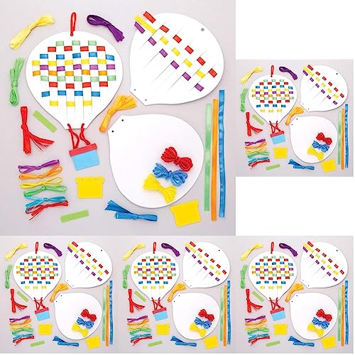Baker Ross Flecht-Bastelsets „Heißluftballons“ (6 Stück) – Bänder und Schablonen für Kinder zum Gestalten (Packung mit 5) von Baker Ross