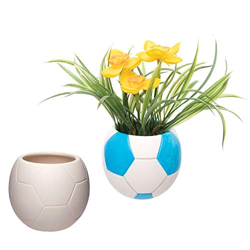 Baker Ross Fußball individualisierbare Keramik Blumentöpfe (2 Stück) Kreative Künstler- und Bastelbedarf für Kinder zum Basteln, Personalisieren und Schmücken, AT800 von Baker Ross