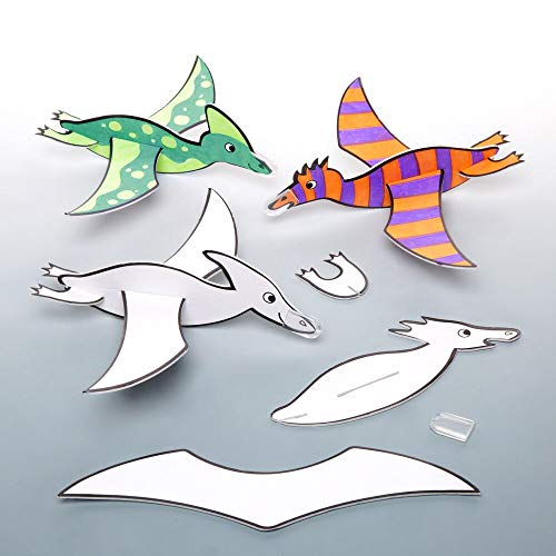 Baker Ross Gleiter „Dinosaurier“ zum Ausmalen (8 Stück) – Fliegerspielzeug perfekt als kleine Partyüberraschung oder Geschenk für Kinder, weiß von Baker Ross