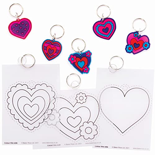 Baker Ross Herz Schrumpffolie Schlüsselanhänger - 10er Pack, Bastelset für Kinder zum Ausmalen und Aufhängen am Valentinstag (FC478), Mittel von Baker Ross