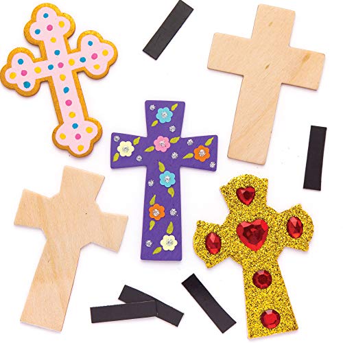 Baker Ross Holzmagneten „Kreuz“ (10 Stück) – Bastelidee zu Ostern für Kinder zum Verzieren und als Dekoidee von Baker Ross