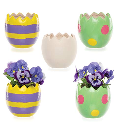 Baker Ross Keramik-Blumentöpfe „Osterei“ für Kinder zum Bemalen und Dekorieren im Frühjahr (4 Stück) von Baker Ross