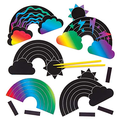 Baker Ross Kratzbild-Bastelsets „Regenbogen“ mit Magneten (10 Stück) – buntes Regenbogen-Kratzpapier – Bastelidee für Kinder von Baker Ross