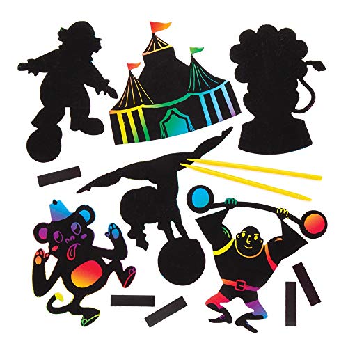 Baker Ross Kratzbild-Bastelsets „Zirkus“ mit Magneten (10 Stück) – buntes Regenbogen-Kratzpapier – Bastelidee für Kinder von Baker Ross