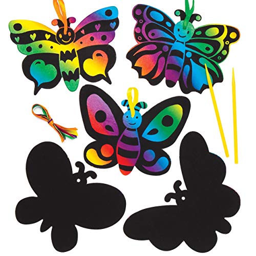 Baker Ross Kratzbild-Magnete „Schmetterlinge“ (10 Stück) – Regenbogenpapier und Kratzwerkzeug für Kinder zum Basteln und Dekorieren von Baker Ross
