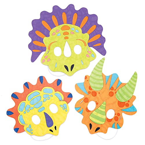 Baker Ross Masken „Dinosaurier“ zum Ausmalen (8 Stück) – Masken mit verschiedenen Dinos für Kinder zum Gestalten und Verkleiden, Weiß von Baker Ross