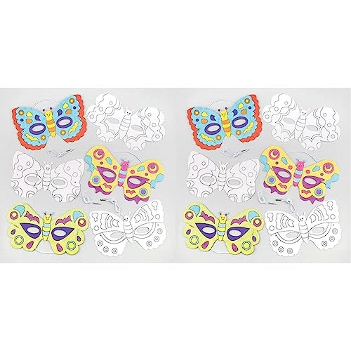 Baker Ross Masken zum Basteln und Ausmalen - Schmetterling - für Kinder ideal zum Kindergeburtstag und Karneval - 6 Stück, Sortiert (Packung mit 2) von Baker Ross